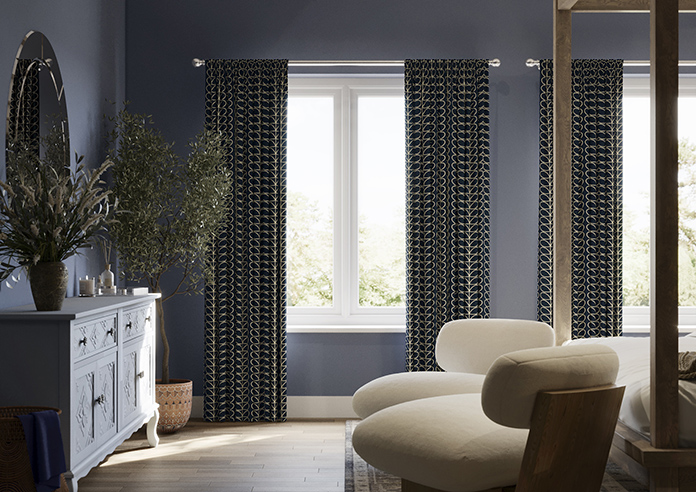 Orla Kiely Linear Stem, Navy Whale - Made to Measure Curtains - Image 3